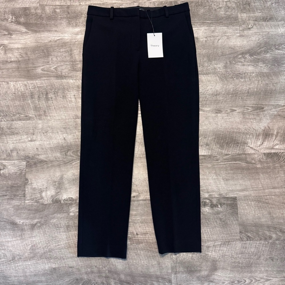 NWT Theory Tailored Trouser Straight Leg Black Union Knit Pant Womens Sz. 2